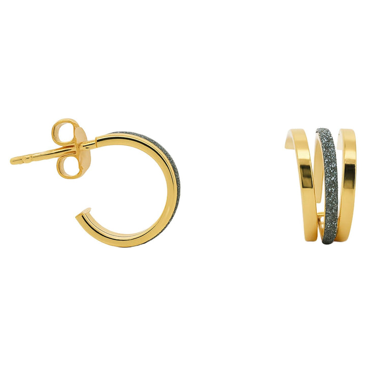 Diamond Dust Triple Curve Hoop Earrings