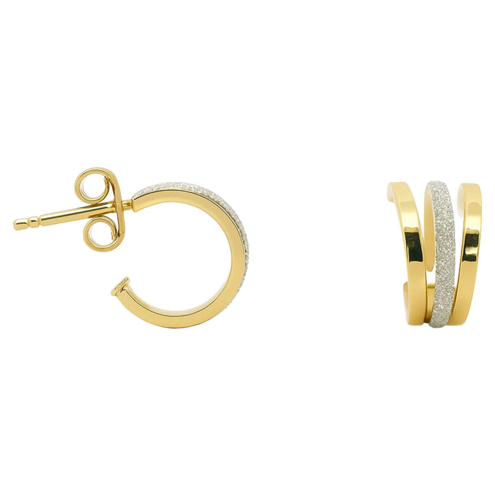 Diamond Dust Triple Curve Hoop Earrings