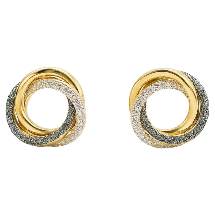 Diamond Dust Circle Stud Earrings