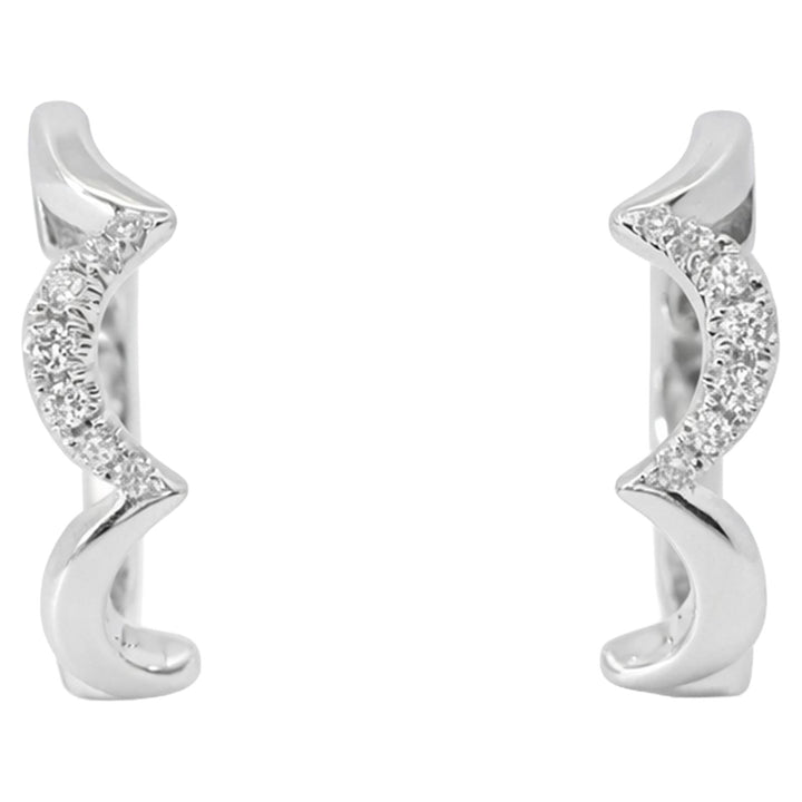 Diamond Wave Huggie Earrings