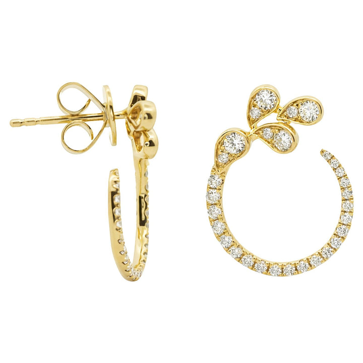 Diamond Floral Hoop Earrings