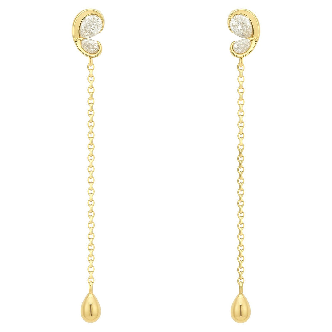 Teardrop Duo Diamond Chain Earrings