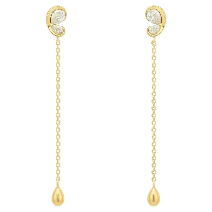 Teardrop Duo Diamond Chain Earrings