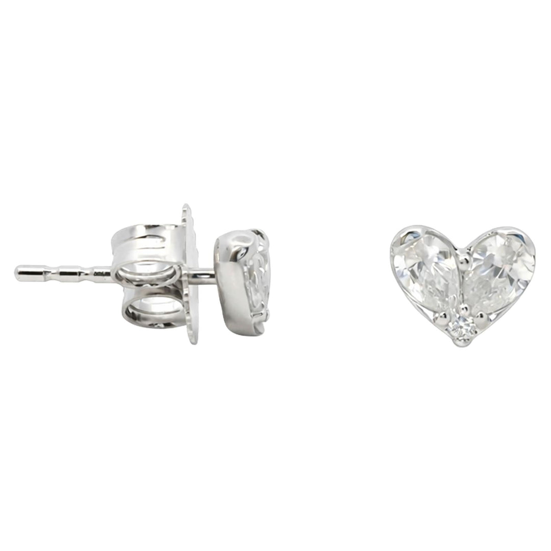 Pear Diamond Heart Stud Earrings
