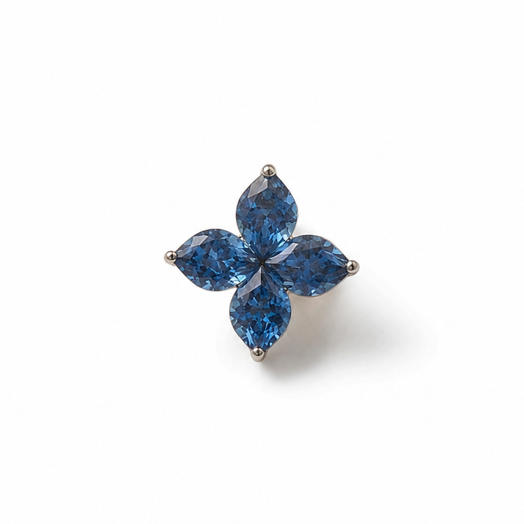 Blue Sapphire Floral Studs