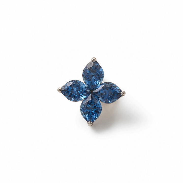 Blue Sapphire Floral Studs