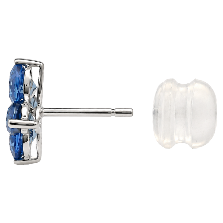 Blue Sapphire Floral Studs