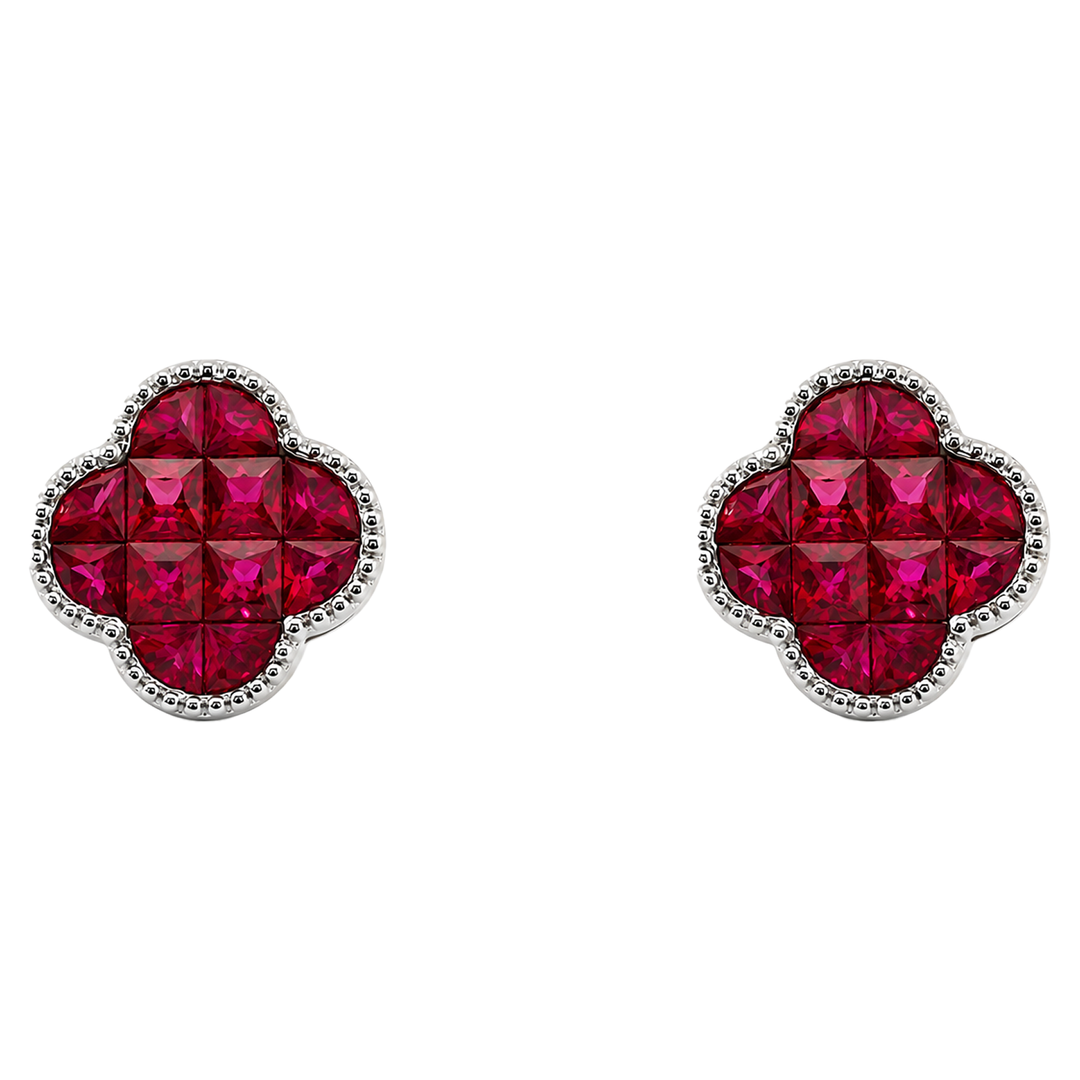 Ruby Radiance Clover Studs