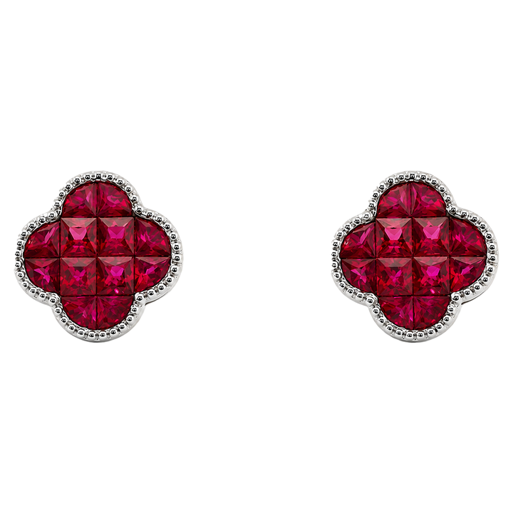 Ruby Radiance Clover Studs