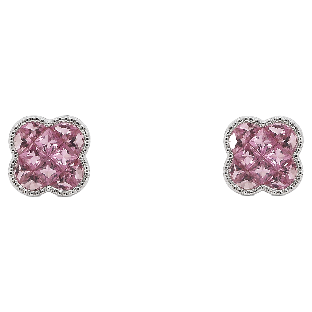 Rosé Sapphire Clover Studs