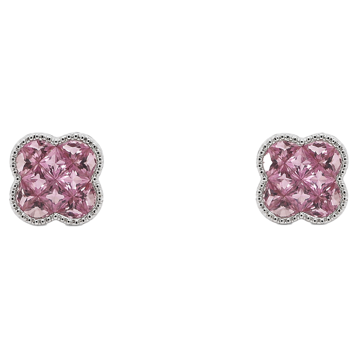 Rosé Sapphire Clover Studs