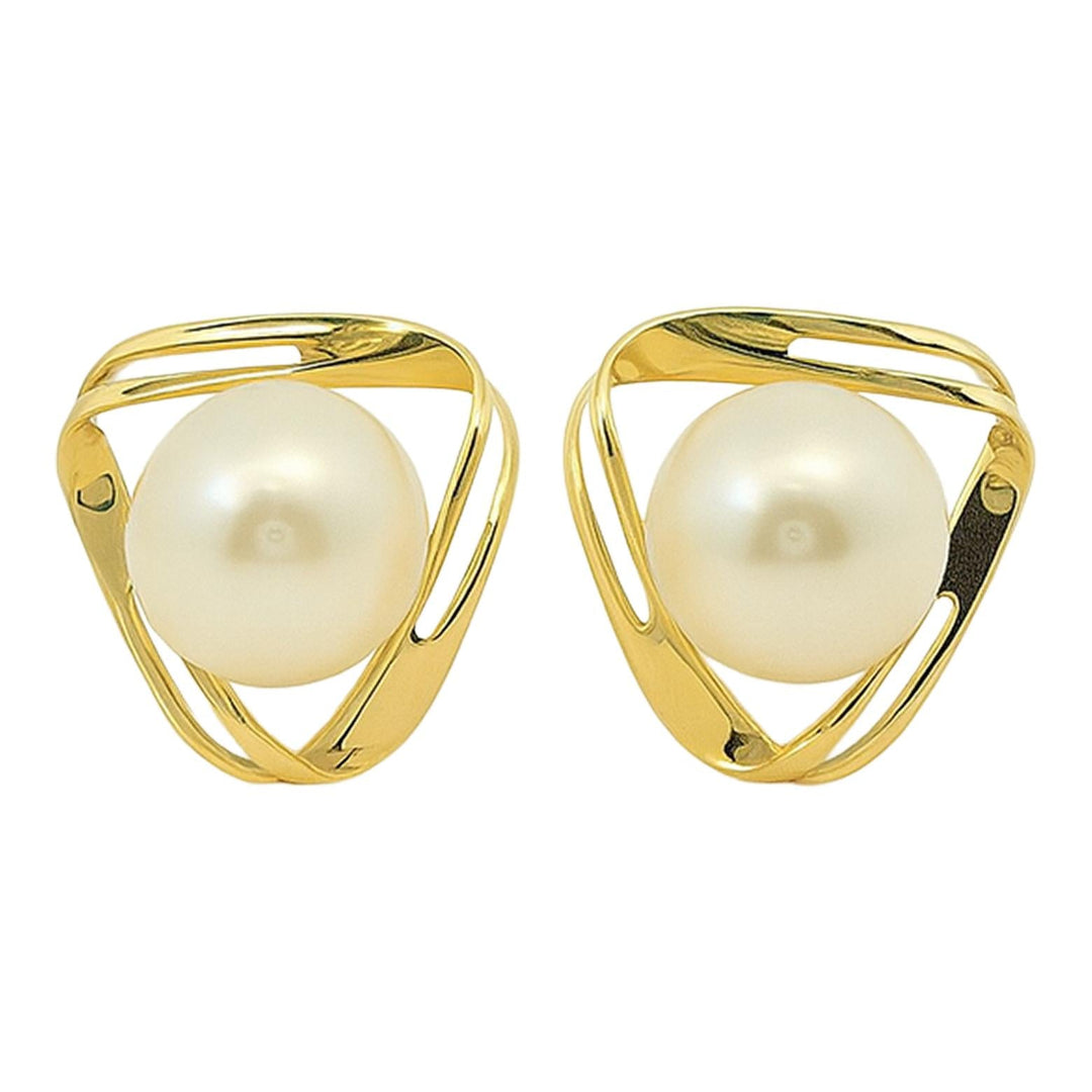Modern Pearl Orbit Stud Earrings