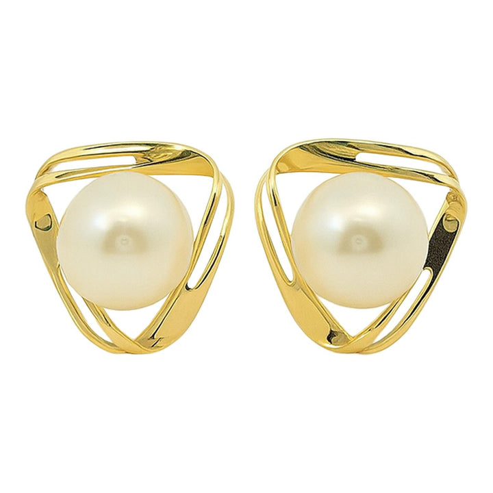 Modern Pearl Orbit Stud Earrings