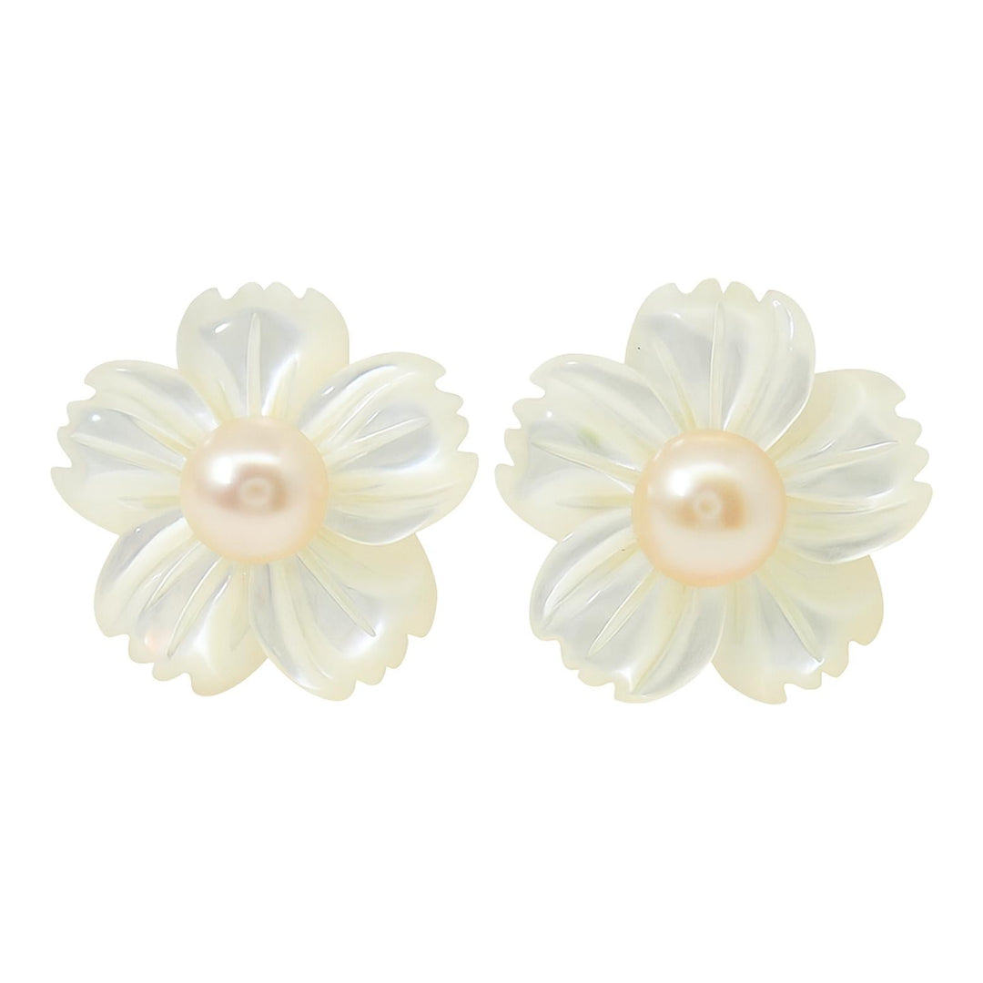 Carved Floral Stud Earrings