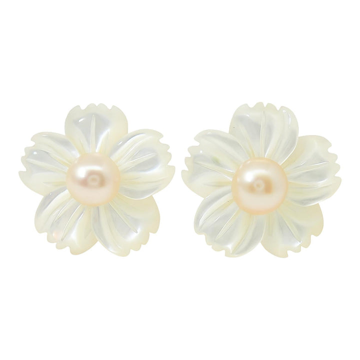 Carved Floral Stud Earrings