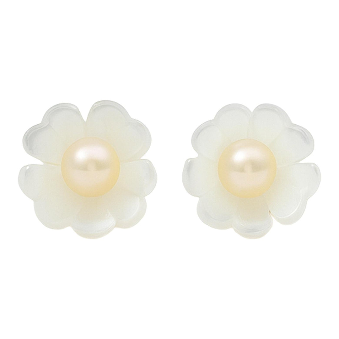 Petal Pearl Flower Stud Earrings