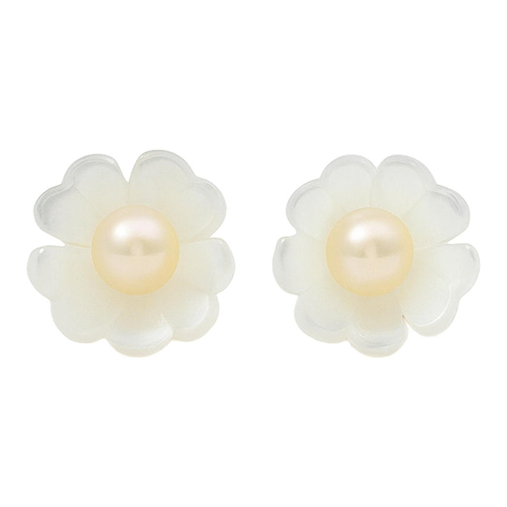 Petal Pearl Flower Stud Earrings