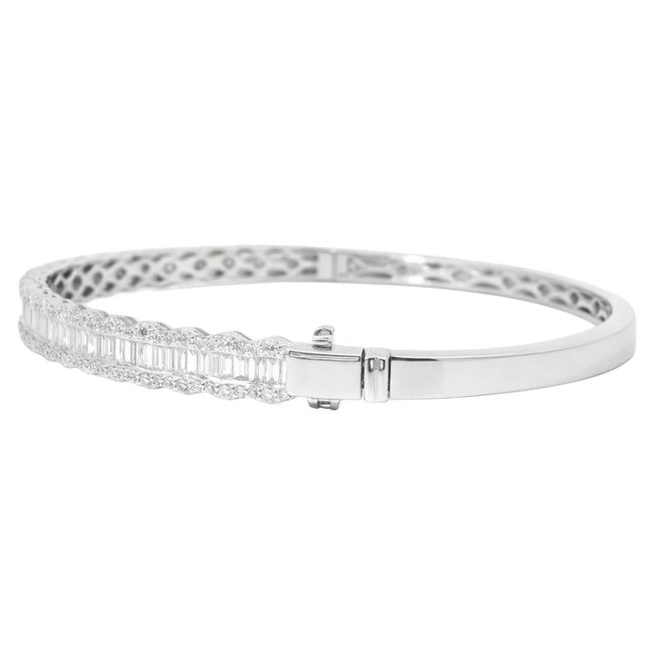 Baguette & Round Diamond Bangle Bracelet
