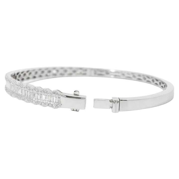 Baguette & Round Diamond Bangle Bracelet