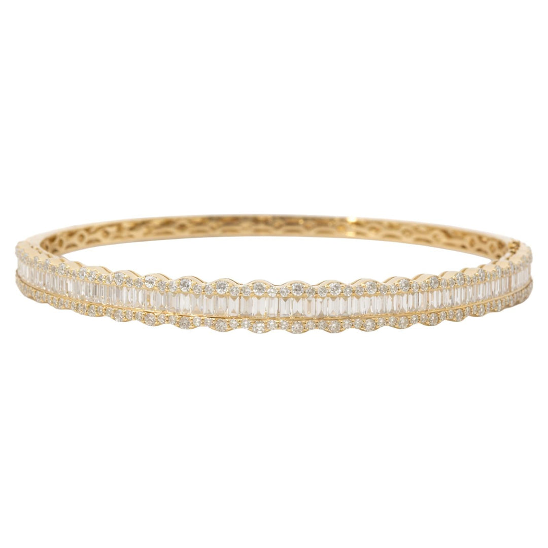 Baguette Diamond Scalloped Bangle