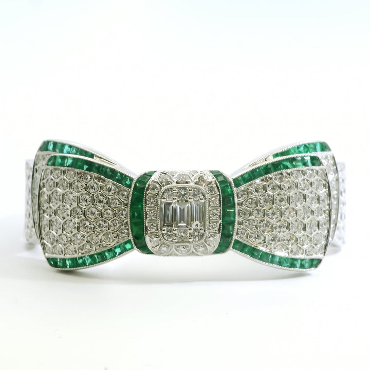 Emerald & Diamond Bow Bangle