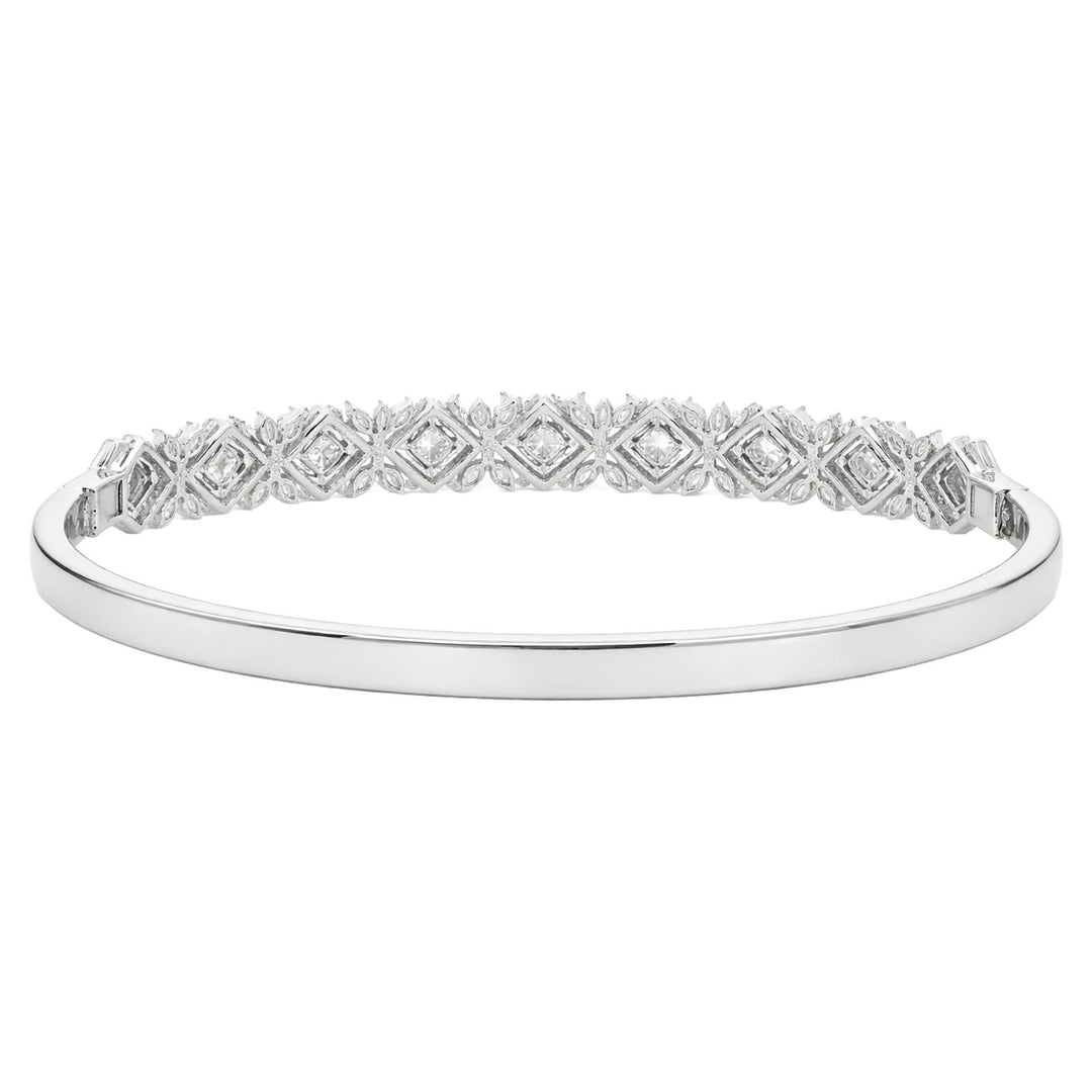 Baguette Diamond Halo Station Bangle