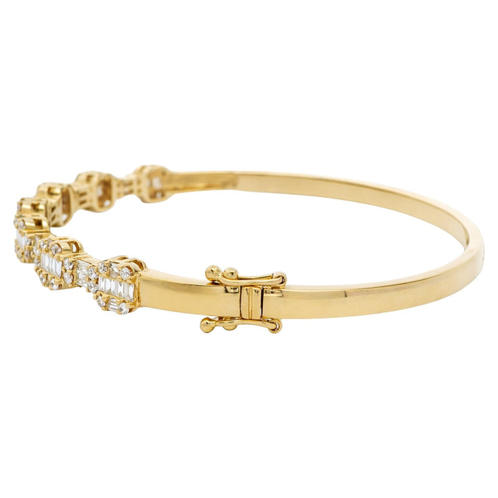 Baguette and Round Diamond Station Bangle
