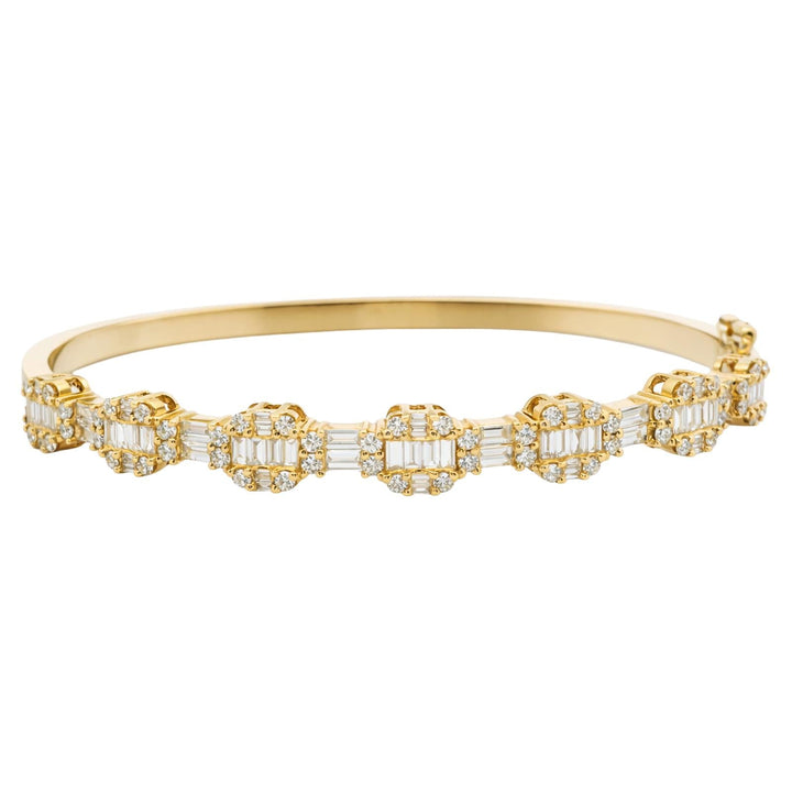 Baguette and Round Diamond Station Bangle
