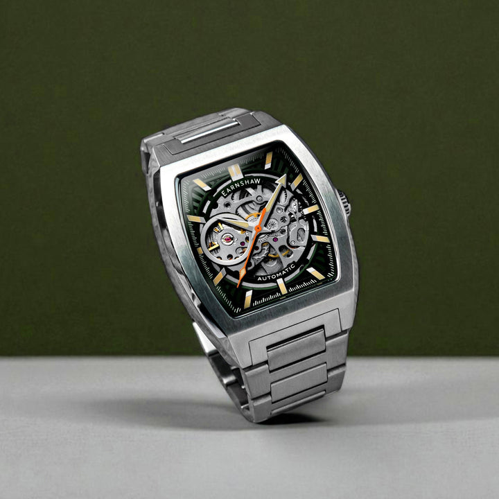 Heritage Wellington Skeleton Automatic Green / Stainless Steel | Green Dial