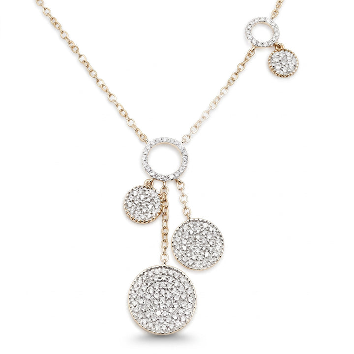 Pavé Diamond Disc Drop Necklace
