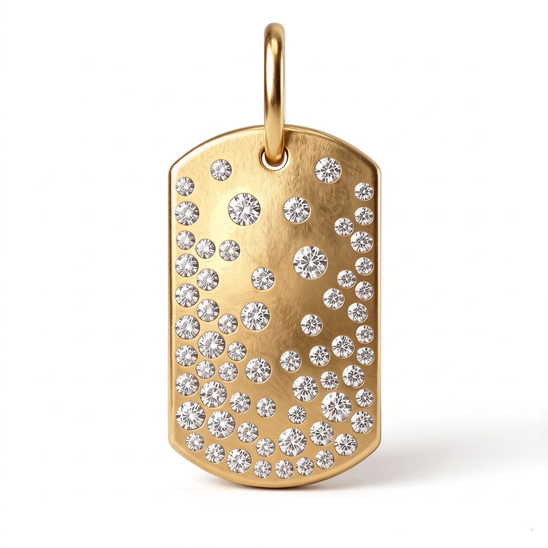 Scattered Diamond Dog Tag Pendant