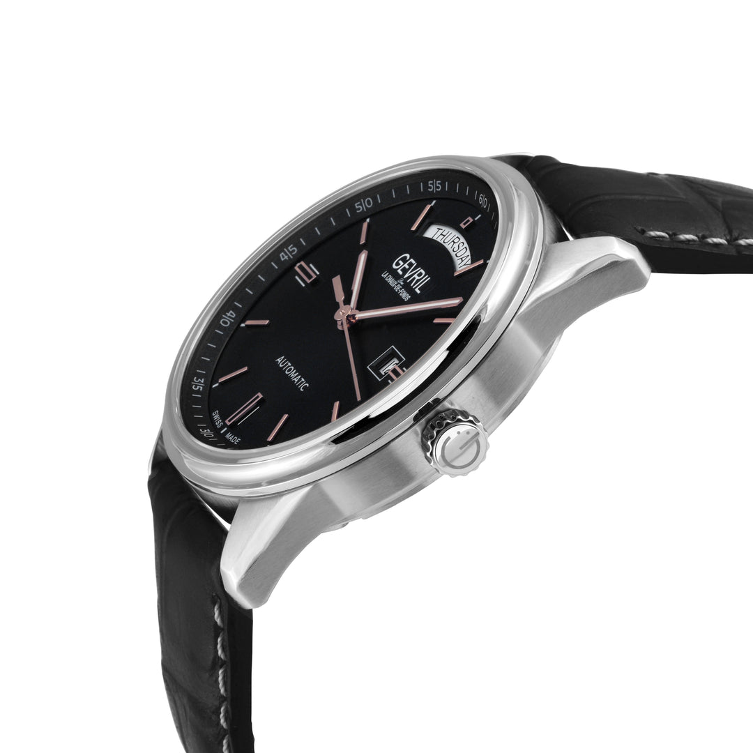 Excelsior Swiss made Automatic Sellita SW240, Day Date Black Dial,  Black Italia