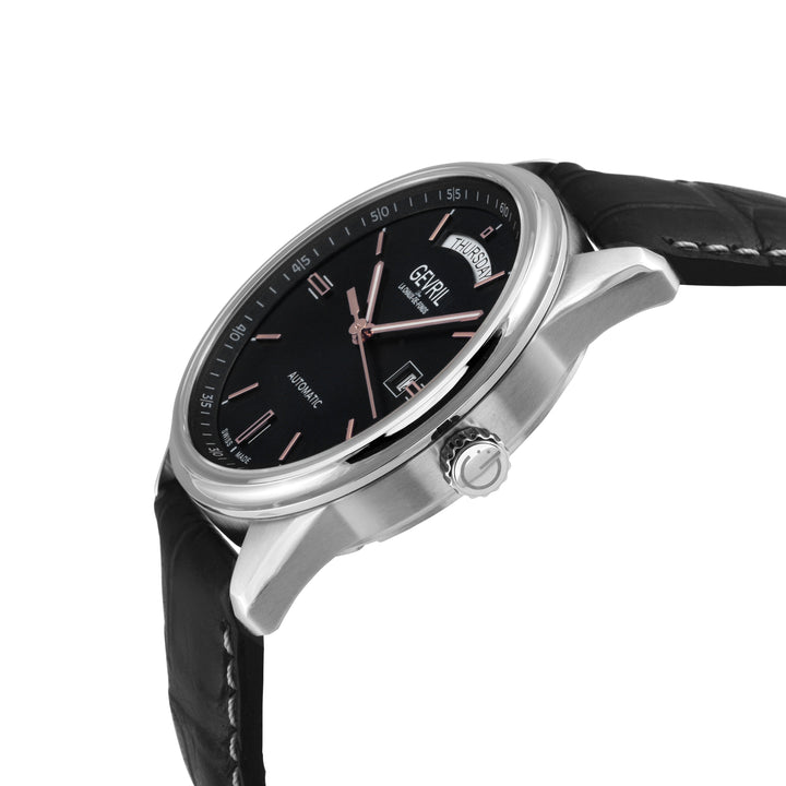 Excelsior Swiss made Automatic Sellita SW240, Day Date Black Dial,  Black Italia