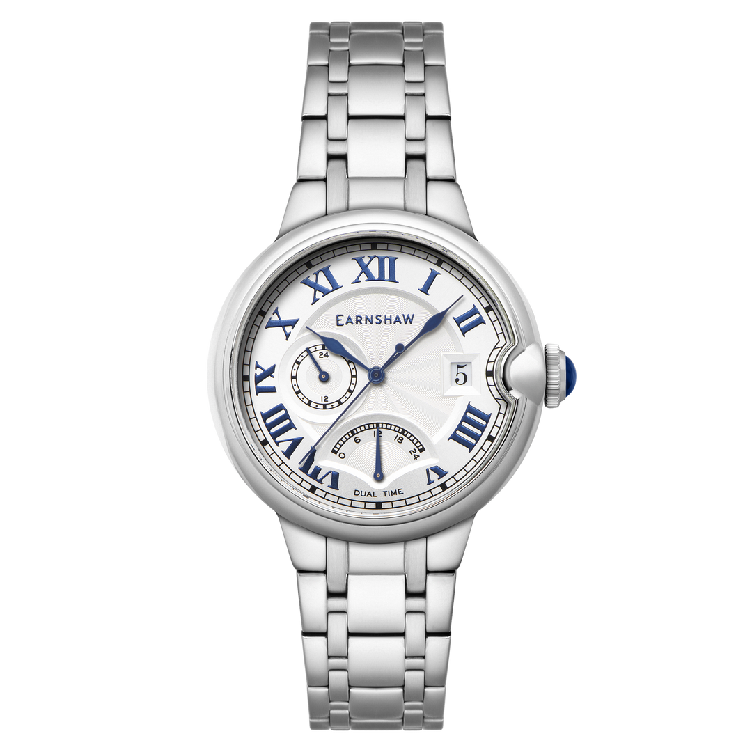 Thomas Earnshaw Barallier Retrograde Dual Time Silver / Stainless Steel | Silver