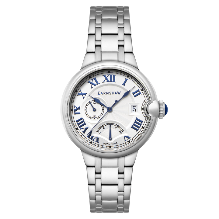 Thomas Earnshaw Barallier Retrograde Dual Time Silver / Stainless Steel | Silver