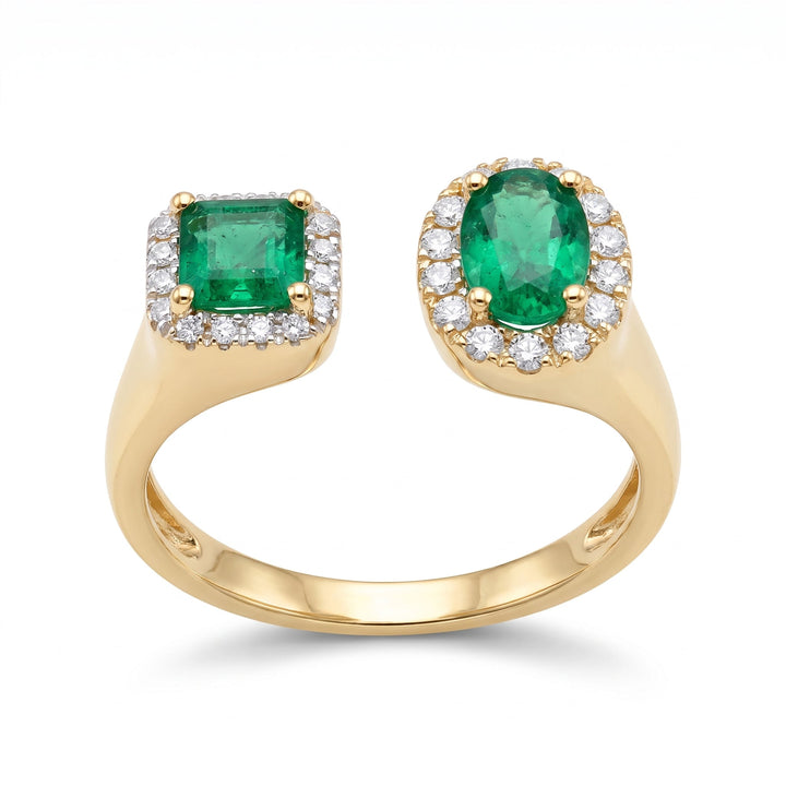 Toi et Moi Emerald Halo Ring