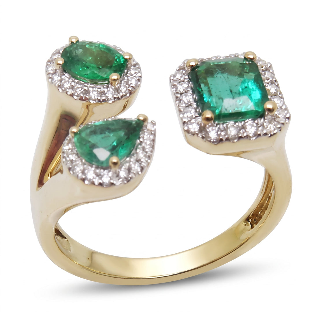 Three-Stone Emerald Bypass Ring