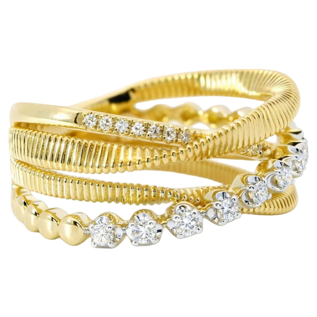 Diamond Ribbed Crossover Ring
