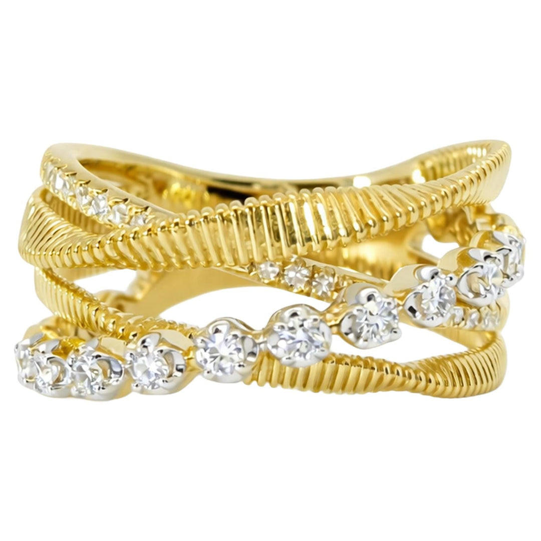 Diamond Ribbed Crossover Ring