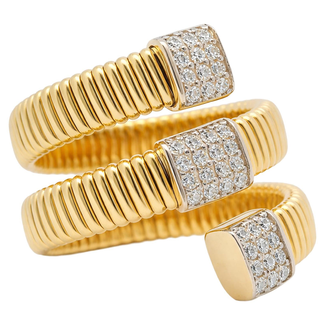 Ribbed Diamond Wrap Ring