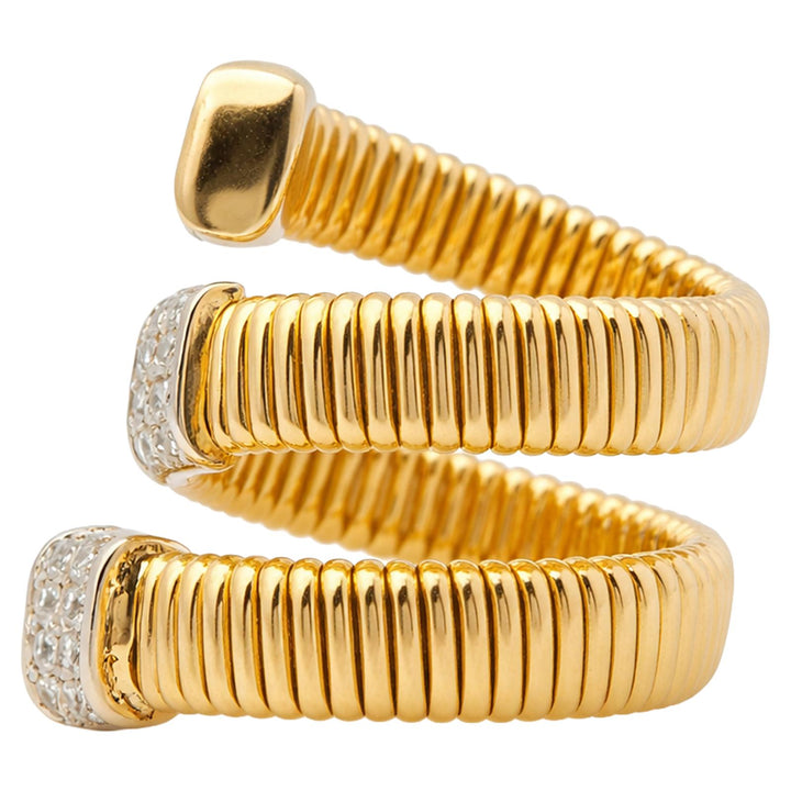 Ribbed Diamond Wrap Ring