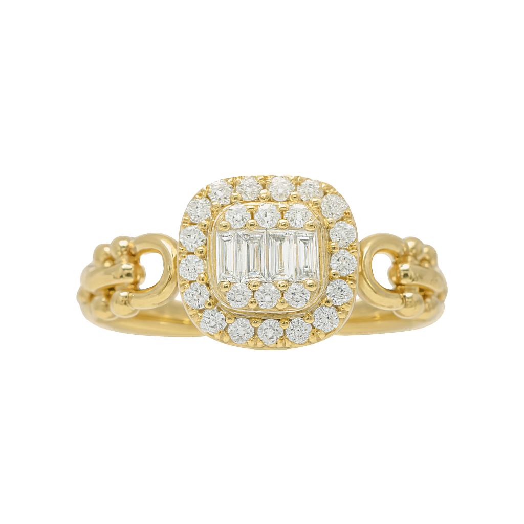 Diamond Cushion Link Ring