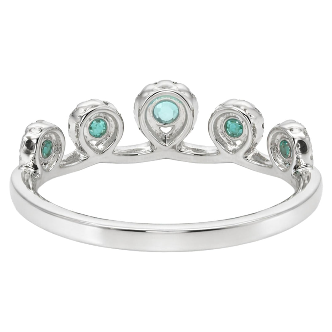 Emerald Diamond Halo Crown Ring