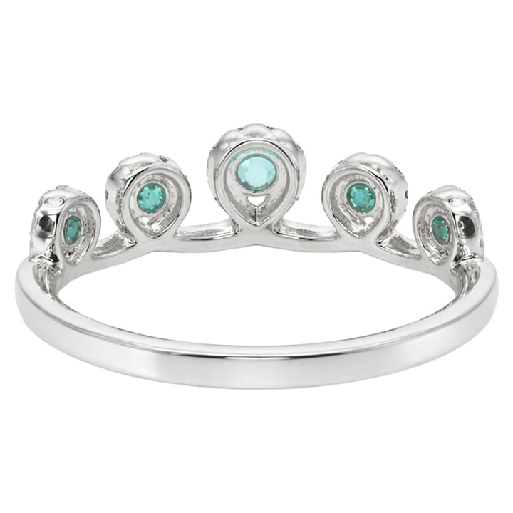 Emerald Diamond Halo Crown Ring