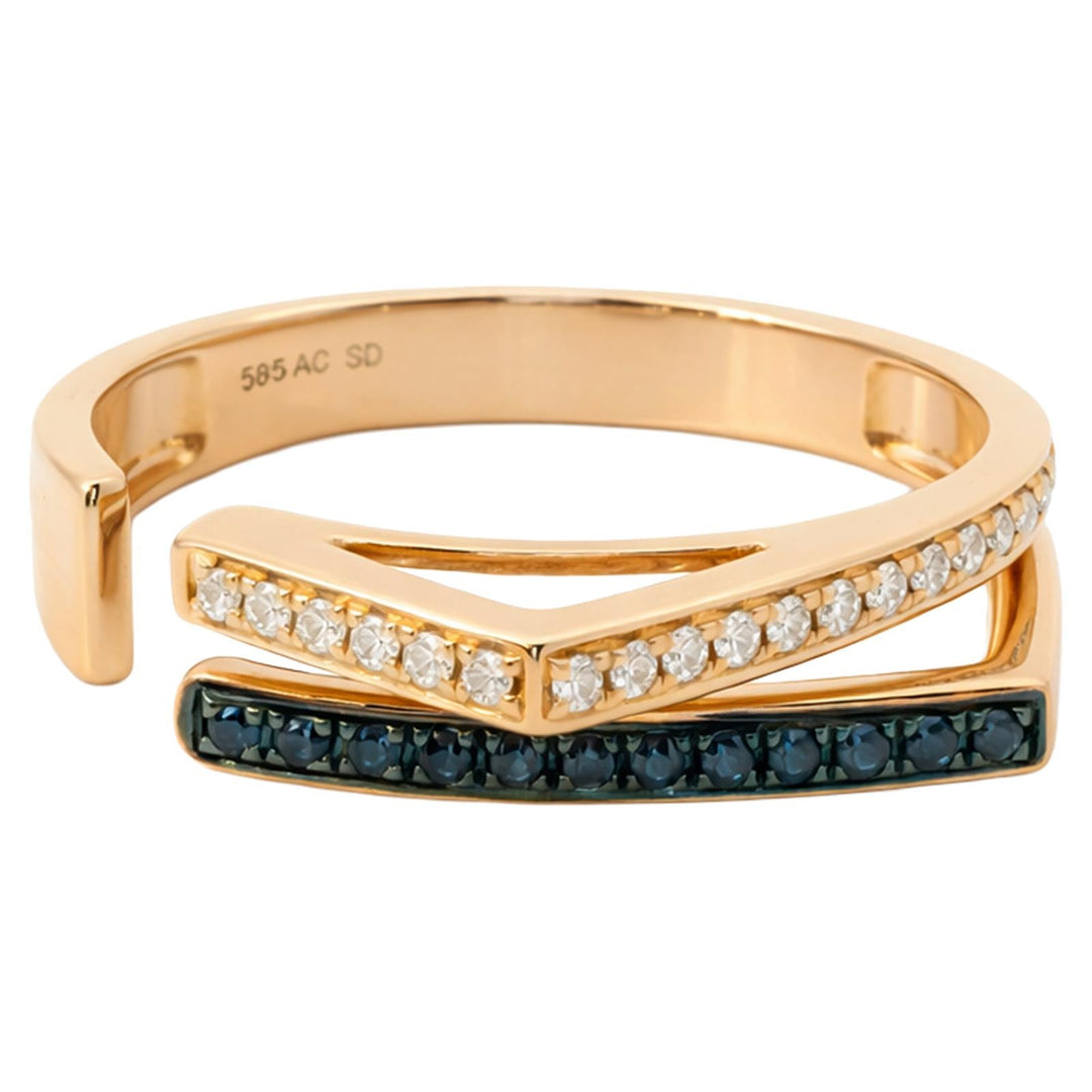 Two-Tone Diamond Chevron Wrap Ring