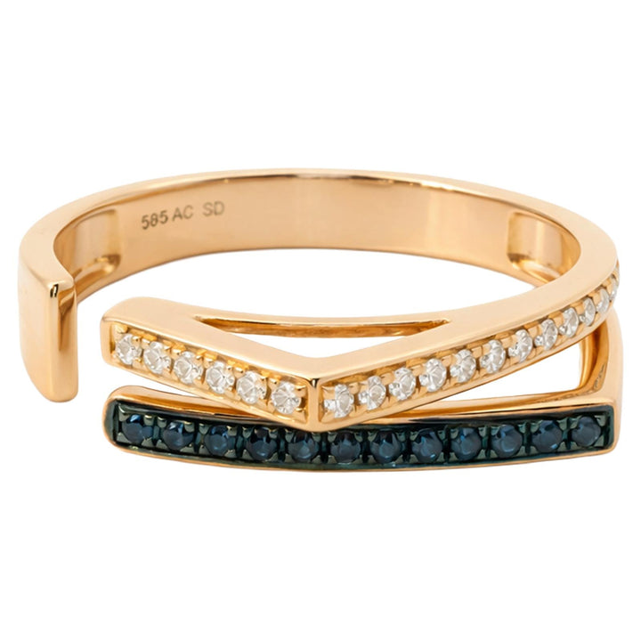 Two-Tone Diamond Chevron Wrap Ring