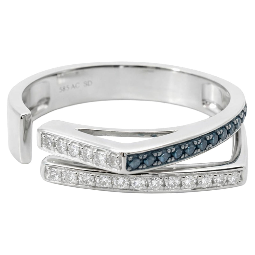 Two-Tone Diamond Chevron Wrap Ring