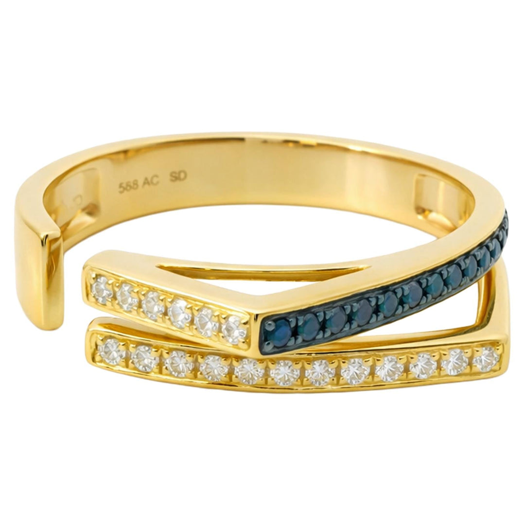 Two-Tone Diamond Chevron Wrap Ring