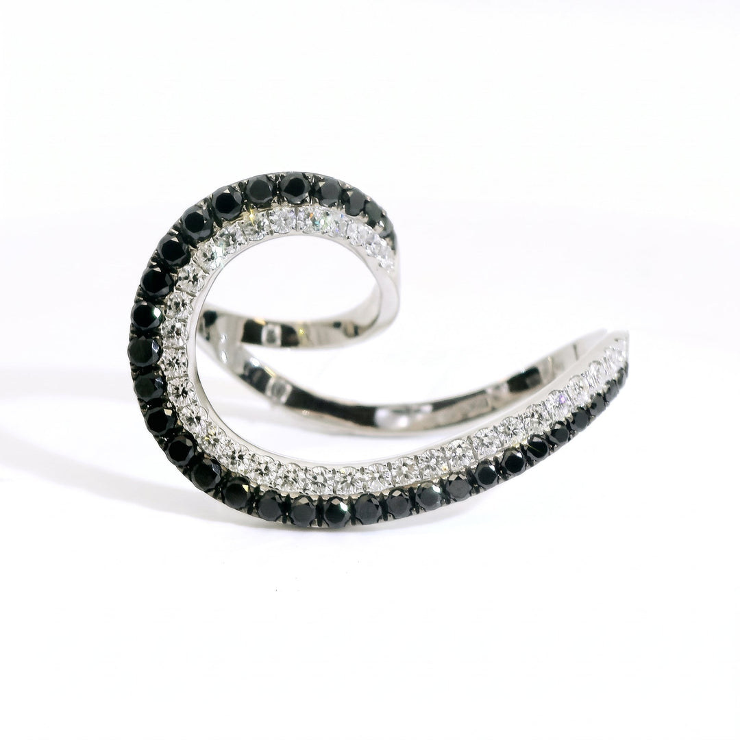 Black & White Diamond Swirl Ring