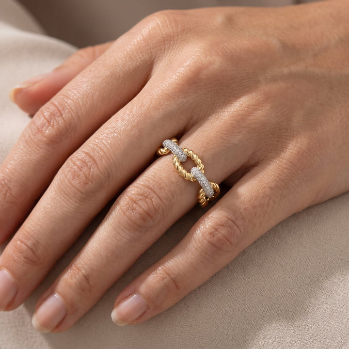 Pavé Link Double Finger Ring